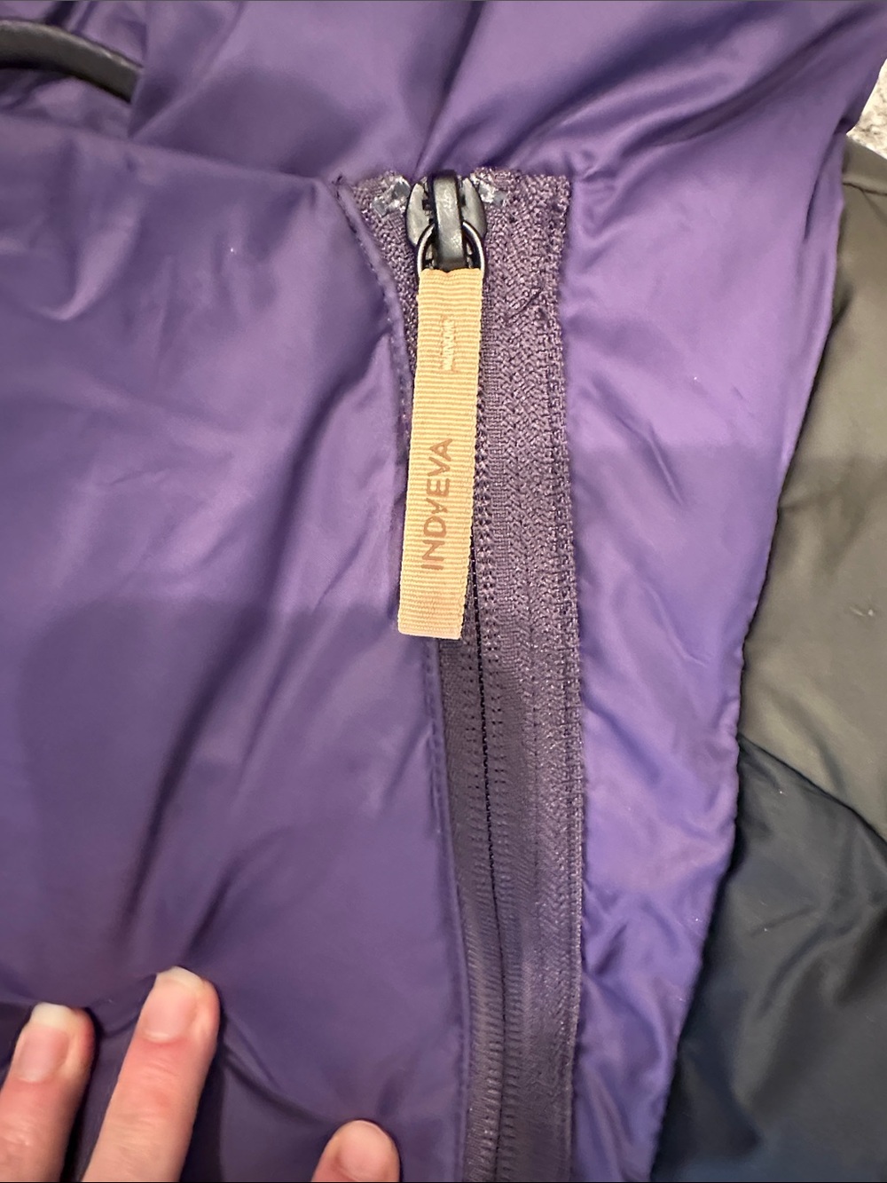 Indyeva Purple and Black Puffer Vest Dress with Hood Size Small Excellent - Picture 5 of 6